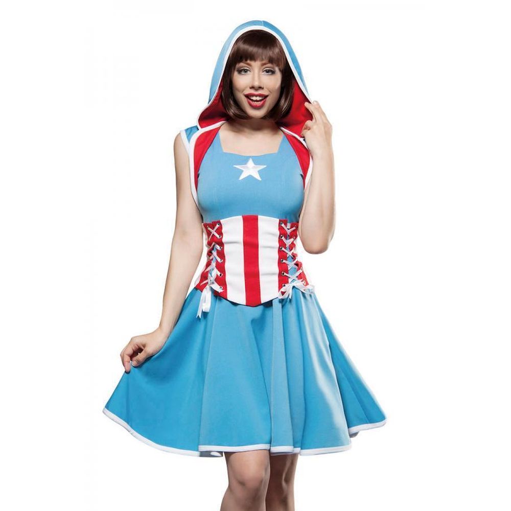 Mask Paradise - Major America Kostuum - Blauw/Rood